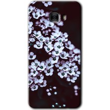 MRC İletişim Samsung Galaxy C7 Pro Kılıf Hd Desen Baskılı Arka Kapak + Temperli Cam - Beyaz Çiçek