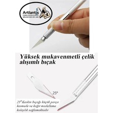 Artlantis Kretuar Bıçağı 5 Yedek Bıçaklı 1 Paket Hobi Maket Tasarım Neşteri Çelik Alaşımlı Paslanmaz Hassas Kesim Bıçağı 25 Dereceli
