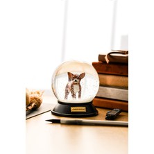 Snoowg Cam ve Reçine Altın Patiler Chihuahua (Kahverengi) Kar Küresi