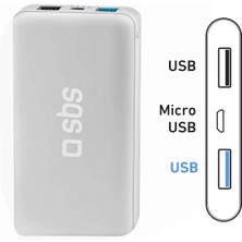 Sbs Intelligent Fast Charge 10.000MAH 2xusba Çıkışlı Powerbank Beyaz