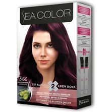 Sea Color 2 Tüp Krem Saç Boyası Seti Patlıcan Moru No:3.66