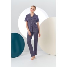 Pjs Kadın Kısa Kollu Düğmeli Pijama Takımı 24149
