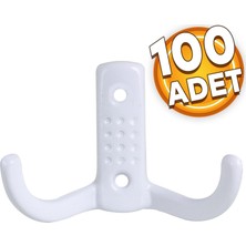 Badem10 Noktalı Vestiyer Duvar Askısı Dolap Elbise Askılığı Beyaz Metal Askı (100 Adet)