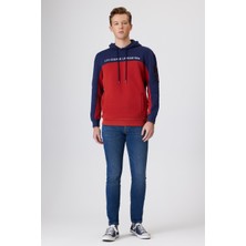 Lee Cooper Jaden Erkek Kapüşonlu Sweatshırt Bordo