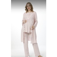 Nehir 2020  Pudra Hamile Lohusa Pijama Sabahlık 3lü Takım