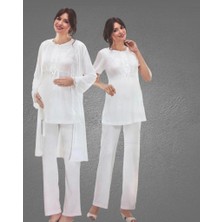 Nehir 2036 Hamile Lohusa 3lü Pijama Sabahlık Takım
