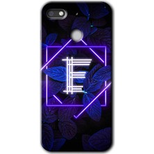 MRC İletişim General Mobile Gm 8 Go Kılıf Hd Desen Baskılı Arka Kapak + Temperli Cam - Dark Neon Yaprak E Harfi