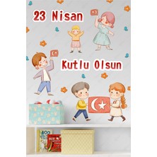 Msticker 23 Nisan Sticker Seti, Çocuk Bayramı Okul Ev Süsleme Sticker Seti 56 Parça