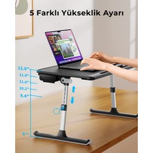 Bix Saıjı Mini K7 Dizüstü Yatak Tepsi Masası, Kaymaz Pvc Deri ile Dizüstü Çalışma Masası Siyah