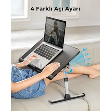 Bix Saıjı Mini K7 Dizüstü Yatak Tepsi Masası, Kaymaz Pvc Deri ile Dizüstü Çalışma Masası Siyah