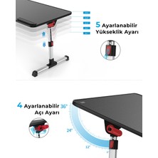 Bix Saiji A8 Large Çok Fonksiyonlu Ayarlı Notebook Soğutuculu Çalışma Masası Siyah