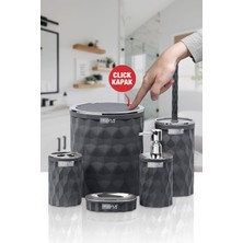 Okyanus Home Diamond Antrasit Kromlu Click Kapak 5'li Banyo Seti