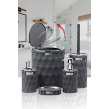Okyanus Home Diamond Antrasit Kromlu Click Kapak 5'li Banyo Seti