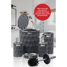 Okyanus Home Diamond Antrasit Kromlu Click Kapak 5'li Banyo Seti