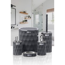Okyanus Home Diamond Antrasit Kromlu Click Kapak 5'li Banyo Seti