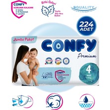 Confy Premium 4 Numara Bebek Bezi Maxi 7 - 14 KG 224 Adet