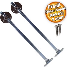 Badem10 Düşer Kapak Makası Frenli Dolap Çekmece Metal 23 cm Sessiz Açma Kapama Amortisör Piston Koyu Kahve Bar (2 Adet)