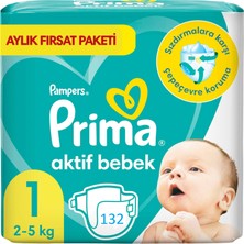 Prima Bebek Bezi Aktif Bebek 1 Beden Süper Fırsat Paketi 132 Adet