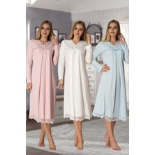 Effortt 4033 Eteği Dantelli Lohusa Gecelik Takımı