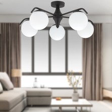 Apliqa Diaspor 5li Siyah Modern Sarkıt Genç Odası Yatak Odası Retro Salon Avize
