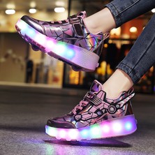 SITONG 4 Tekerlekli USB Şarjlı LED Işıklı Paten Ayakkabı (Yurt Dışından)