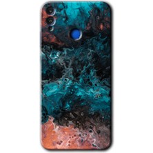 MRC İletişim Honor 8x Kılıf Hd Desen Baskılı Arka Kapak + Temperli Cam - Liquid Colorfull