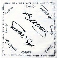 Herşey Nota Atatürk Imza Fular Bandana Beyaz