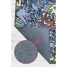 Homshtag Tuttomondo Dokuma Tabanlı Yıkanabilir Dekoratif Graffiti Halısı