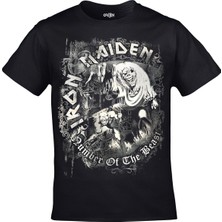 Orijin Tekstil Iron Maiden Number Of The Beast Ön Arka Baskılı Unisex Siyah Tshirt