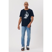 Lee Cooper Gawain Erkek %100 Pamuk O Yaka T-Shirt Lacivert