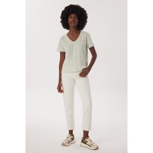 Lee Cooper Lola Kadın %100 Pamuk V Yaka T-Shirt Mint