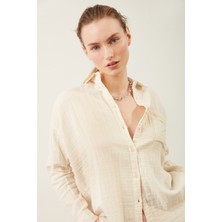 Parkkaron Cep Detaylı Oversize Gömlek