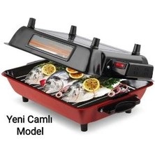 İnova Camlı Elektrikli Izgara Barbekü Emaye Gövdeli-Tepsili IB-320022