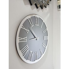 Ayna Denizi Silver Jet Smoked Model Gümüş Füme Renk 50 Cm Dekoratif Aynalı Duvar Saati