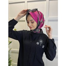 Eflatun  Eflatun Scarf Dijital Baskı Tomurcuk Desen Rayon Eşarp 00749