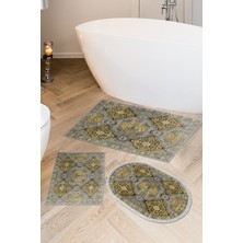 Dekoreko Kaymaz Taban Djt 3'lü Banyo Paspas Takımı Trend Karışık Modern 659M Sarı