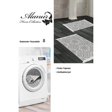 Dekoreko Kaymaz Taban Djt 2'li Banyo Paspas Takımı Trend Saçaklı Modern 1906M Krem
