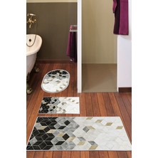 Dekoreko Kaymaz Taban Djt 3'lü Banyo Paspas Takımı Yıldız Deri Karışık Iskandinav 2146M Krem