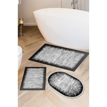 Dekoreko Kaymaz Taban Djt 3'lü Banyo Paspas Takımı Star Pamuk Karışık Modern 1342 Siyah