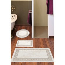 Dekoreko Kaymaz Taban Djt 3'lü Banyo Paspas Takımı Trend Karışık Modern 626M Krem