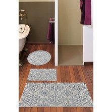 Dekoreko Kaymaz Taban Djt 3'lü Banyo Paspas Takımı Star Pamuk Karışık Modern 1906M Krem