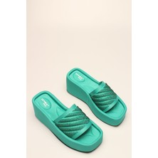 Rovigo    Yeşil Saten Taşlı Kadın Terlik