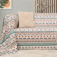 Latuda Softmicro Etnik Desenli Boho 180X220 cm  Koltuk Örtüsü Şalı, Kanepe Örtüsü, Tv Battaniyesi Turkuaz