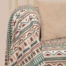 Latuda Softmicro Etnik Desenli Boho 180X220 cm  Koltuk Örtüsü Şalı, Kanepe Örtüsü, Tv Battaniyesi Turkuaz