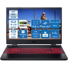 Acer Nitro 5 AN515-58 Intel Core i5 12500H 16GB 1TB SSD 4GB RTX3050Ti Windows 11 Home 15.6″ FHD 144Hz Taşınabilir Bilgisayar NH.QFLEY.001002