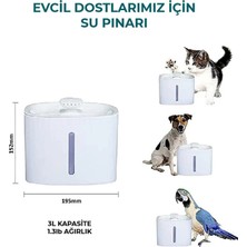 Kedi Köpek Su Pınarı Otomatik Kedi Su Şelalesi, LED Işıklı Kedi Su Sebili, Ultra Sessiz 3 Litre