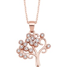 Altın Sepeti Rose Gümüş Hayat Ağacı Kolye