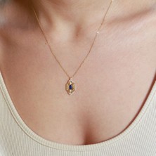 Adil İdil Kuyumculuk 14 Ayar Mavi Taş Kolye