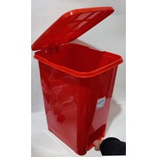 abnturk 40'litre Büyük Boy Pedallı Kırmızı Çöp Kovası 43X32 H:53 Cm Arkaplan Kırılmaz Çelik Tel Mekanizma