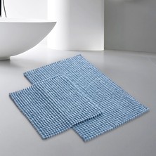 Dekoreko Boncuk Pamuklu 2'li Banyo Banyo Paspası Gri